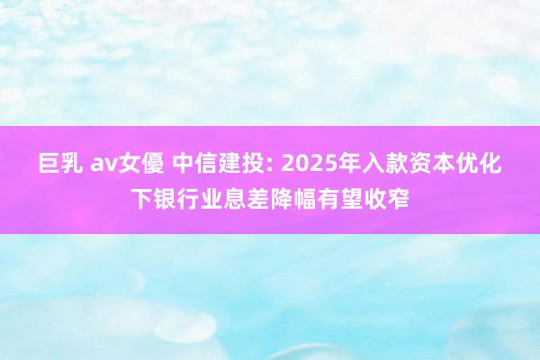 巨乳 av女優 中信建投: 2025年入款资本优化下银行业息差降幅有望收窄