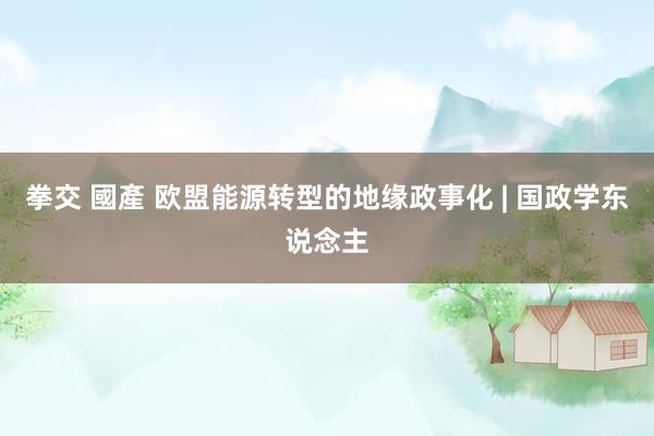 拳交 國產 欧盟能源转型的地缘政事化 | 国政学东说念主